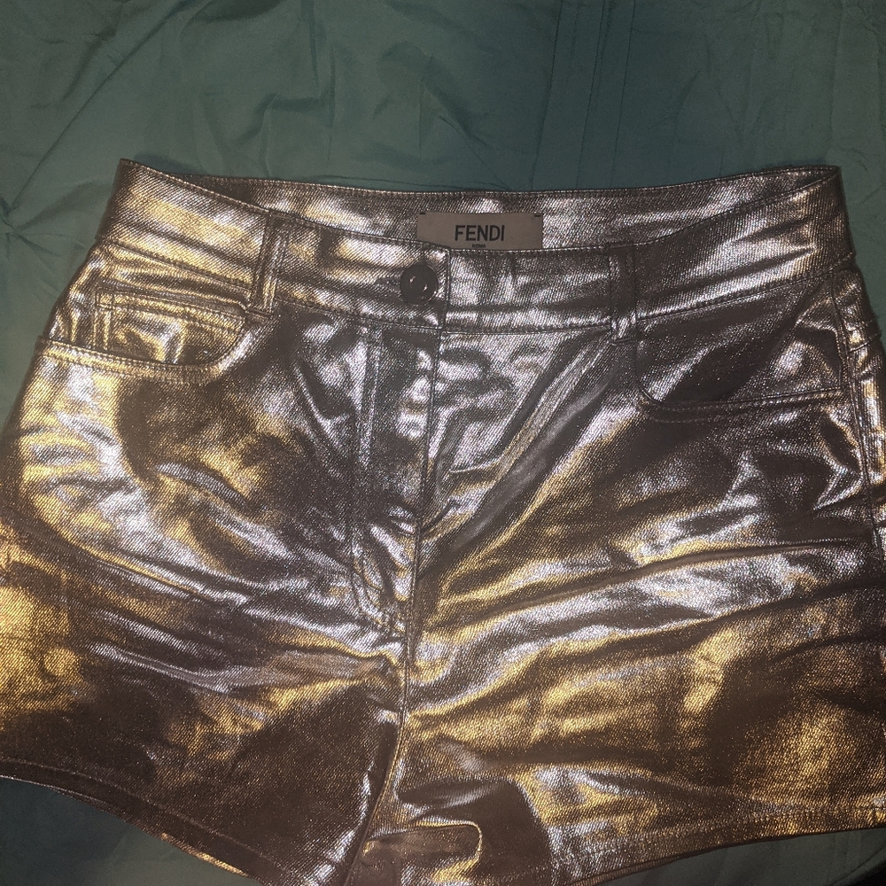 FENDI metalic silver shorts